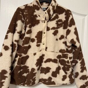 Ariat Brown and Cream Kids Fleece Jacket size XXL cow print